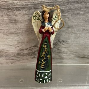 Grace Angel Christmas Ornament 5" High Farmhouse, Country, Rustic Dove Glitter